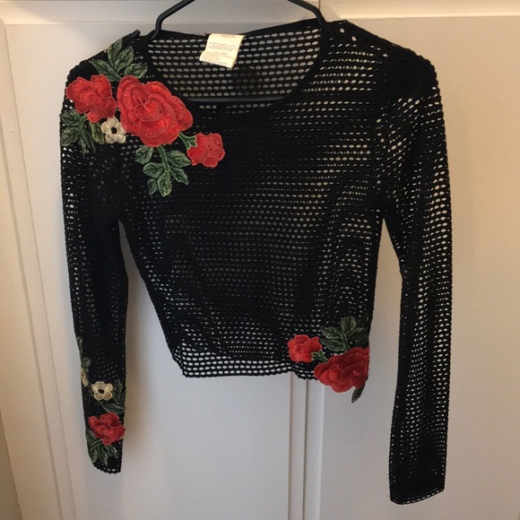 Mesh, long-sleeved crop top - Picture 1 of 1